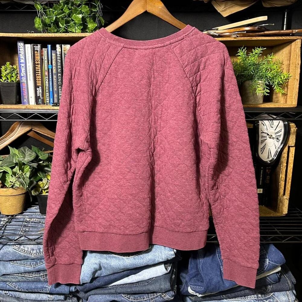 Patagonia Organic Cotton Quilt Crewneck Sweatshirt Purple Burgundy Womens Large - Picture 2 of 3